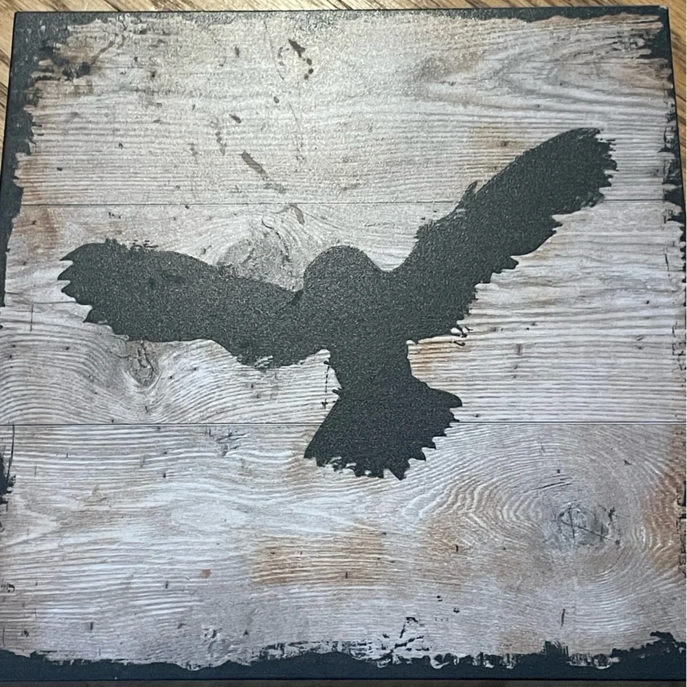 Bjornamo Eagle Block Wood Picture 10”x10”